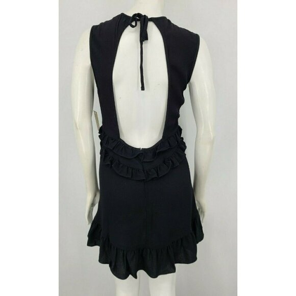 New Flynn Skye Serena Black Dress Womens M Keyhole Ruffle - Picture 6 of 9